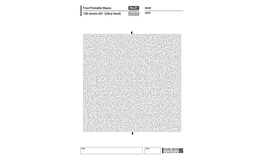 [Ultra-Hard] Free Printable Mazes for Kids 100 Sheets #1