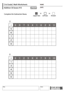[1st Grade] 50 Square Calculations - Addition Worksheets List - Free ...
