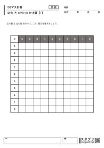 100マス計算［1桁×1桁の掛け算］【1】