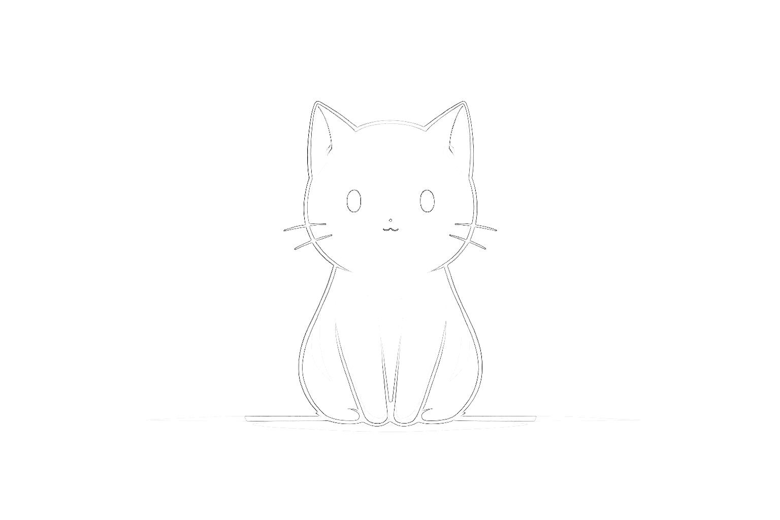 猫の塗り絵『ふわふわ猫の夢の国』【子供向け図柄の無料ダウンロード】- 印刷・商用利用可