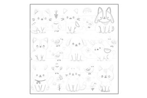 動物の塗り絵『ふわふわ仲間とのひととき』【子供向け図柄の無料ダウンロード】- 印刷・商用利用可