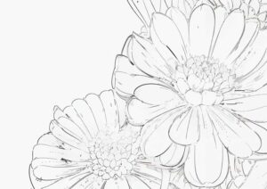 花の塗り絵『心を癒す花びら』【ぬりえ図柄の無料ダウンロード】- 印刷・商用利用可