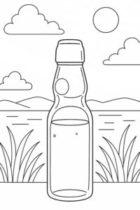 【7月の塗り絵】夏の風景『ラムネ』｜子どもの塗り絵 - 無料ダウンロード