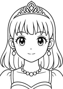 メイクアップ塗り絵『ティアラのプリンセス』【ぬりえ図柄の無料プリントダウンロード】