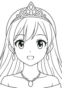 メイクアップ塗り絵『ロングヘア プリンセス』【ぬりえ図柄の無料プリントダウンロード】