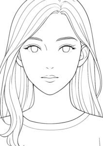 メイクアップ塗り絵『ナチュラルビューティーガール』【ぬりえ図柄の無料プリントダウンロード】