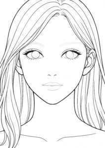 メイクアップ塗り絵『シンプルで繊細な女性』【ぬりえ図柄の無料プリントダウンロード】