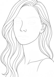 メイクアップ塗り絵『シンプルで美しい横顔風』【ぬりえ図柄の無料プリントダウンロード】