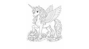 幻想世界の生き物『幻想の森のユニコーン』【塗り絵の無料ダウンロード】