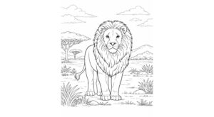 幻想世界の生き物『王者の風格 ライオン』【塗り絵の無料ダウンロード】