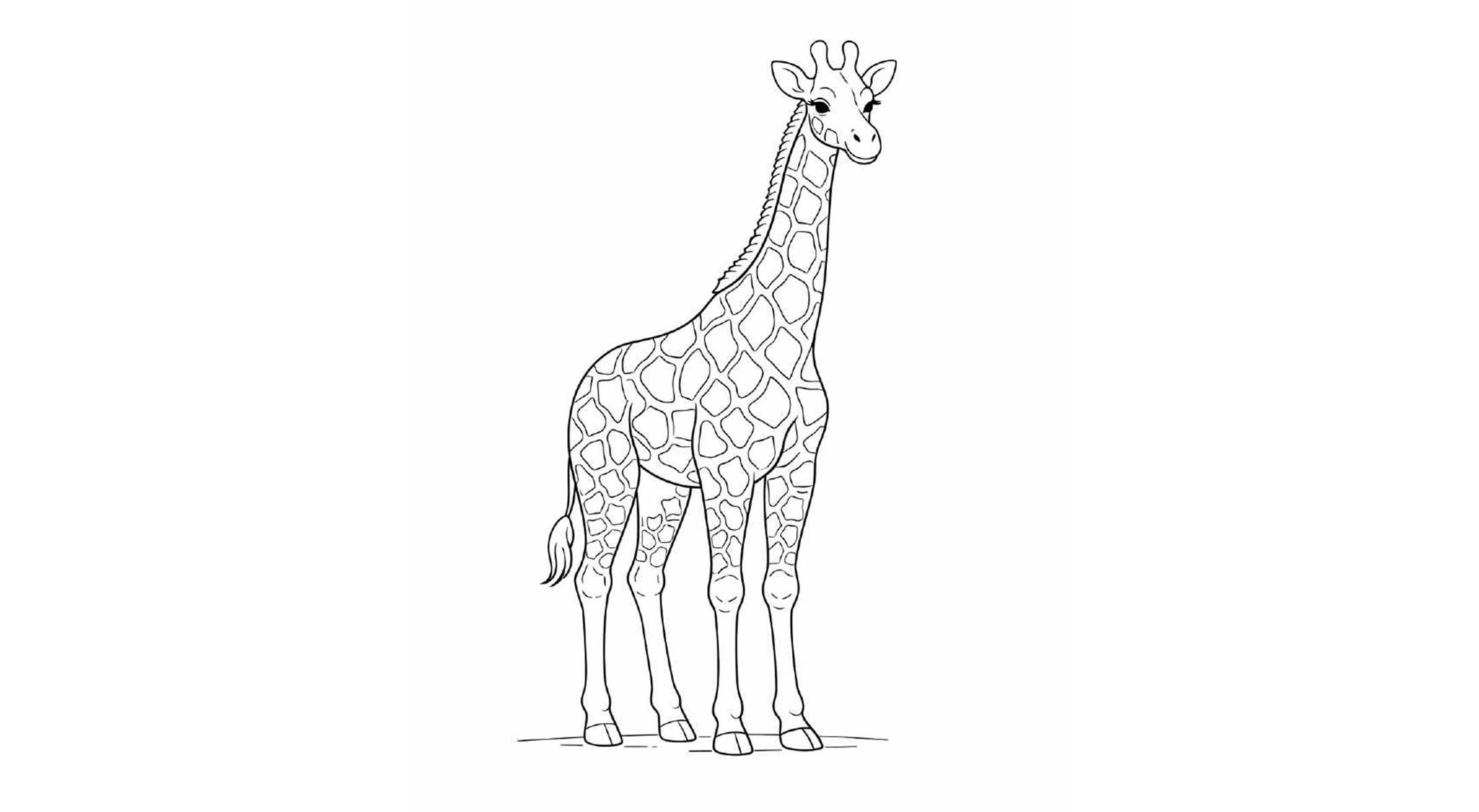 動物の塗り絵『優雅なキリン』【大人の塗り絵-図柄の無料ダウンロード】