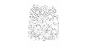 花・植物の塗り絵『彩りフルーツ』【大人の塗り絵-図柄の無料ダウンロード】