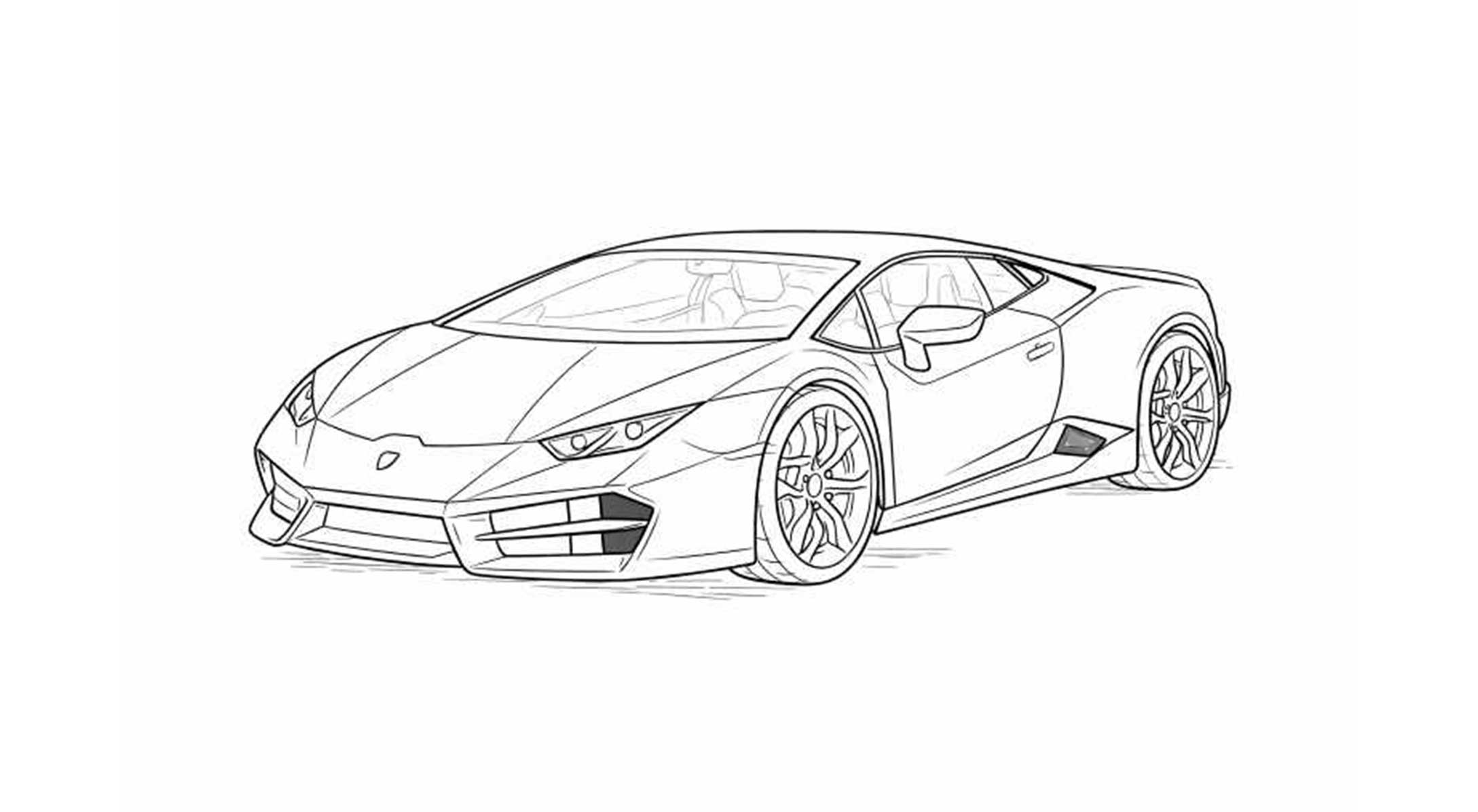 乗り物の塗り絵『スポーツカー』【大人の塗り絵-図柄の無料ダウンロード】