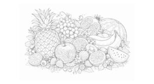 花・植物の塗り絵『トロピカルフルーツ』【大人の塗り絵-図柄の無料ダウンロード】- 印刷・商用利用可